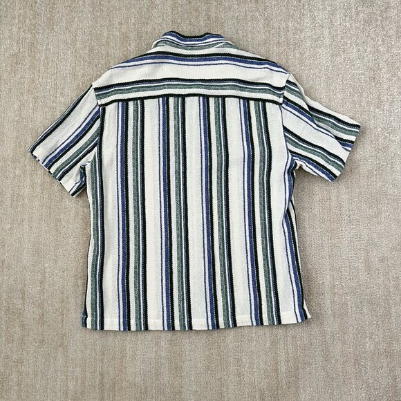 Zara Stripe Button Up Short Sleeve Cotton Shirt L Stripe - Picture 4 of 8